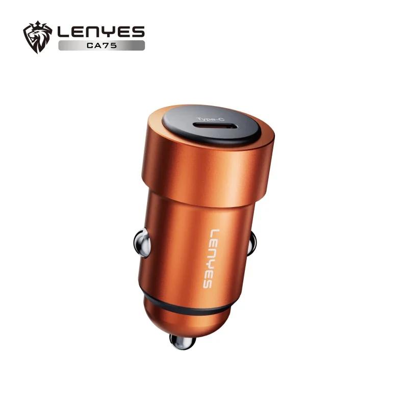 Cargador de Coche Lenyes CA75 | PD 30W Fast Charge | Puerto USB-C | Diseño Snap-Lock Antivibración | Color Orange